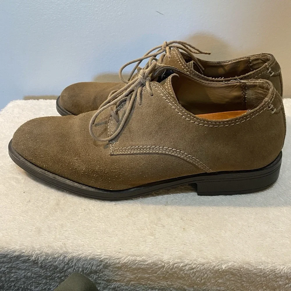 Hush Puppies Shoes Detroit Plain Toe Oxford Brown Suede, Size 11.5 M HPO Flex